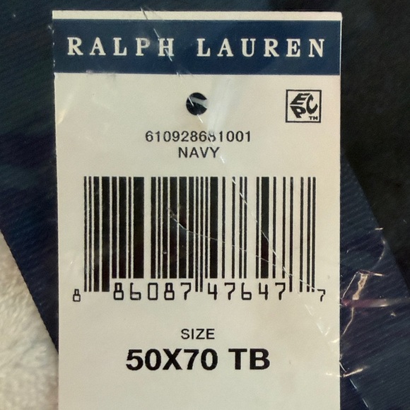 NWT Polo Ralph Lauren Bear Soft Fleece Throw Blanket White Navy Blue Stripes - Picture 4 of 4